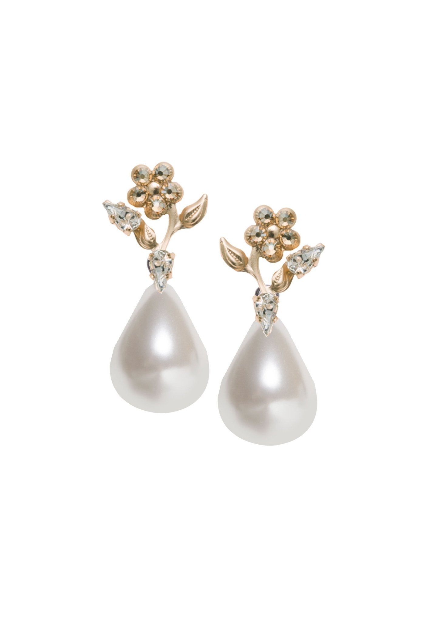 Elizabeth Bower Sakura Bauble Pearl Tropfen Braut Ohrringe Rhodium