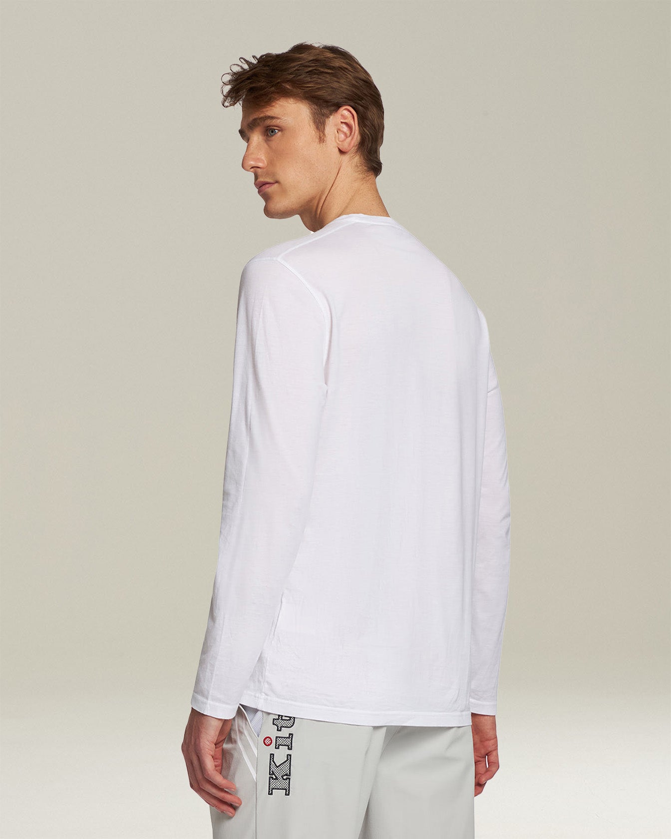 Kiton Polo T-Shirt Langarm Baumwolle Kaschmir Weiß M