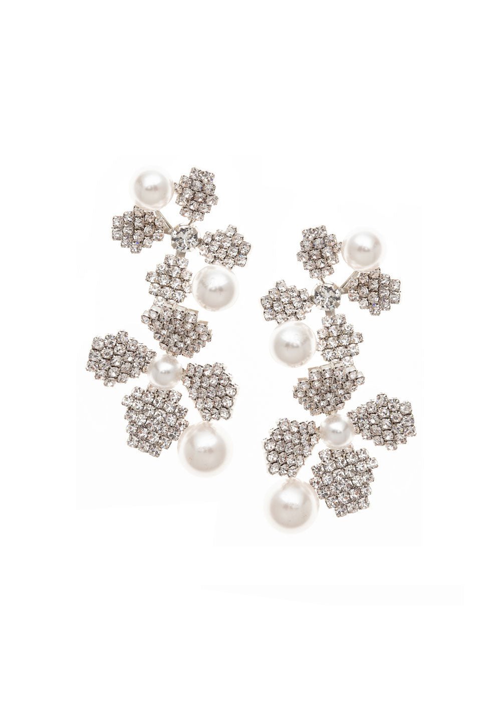 Elizabeth Bower June Pearl Floral Ohrringe Rhodium Tropfen
