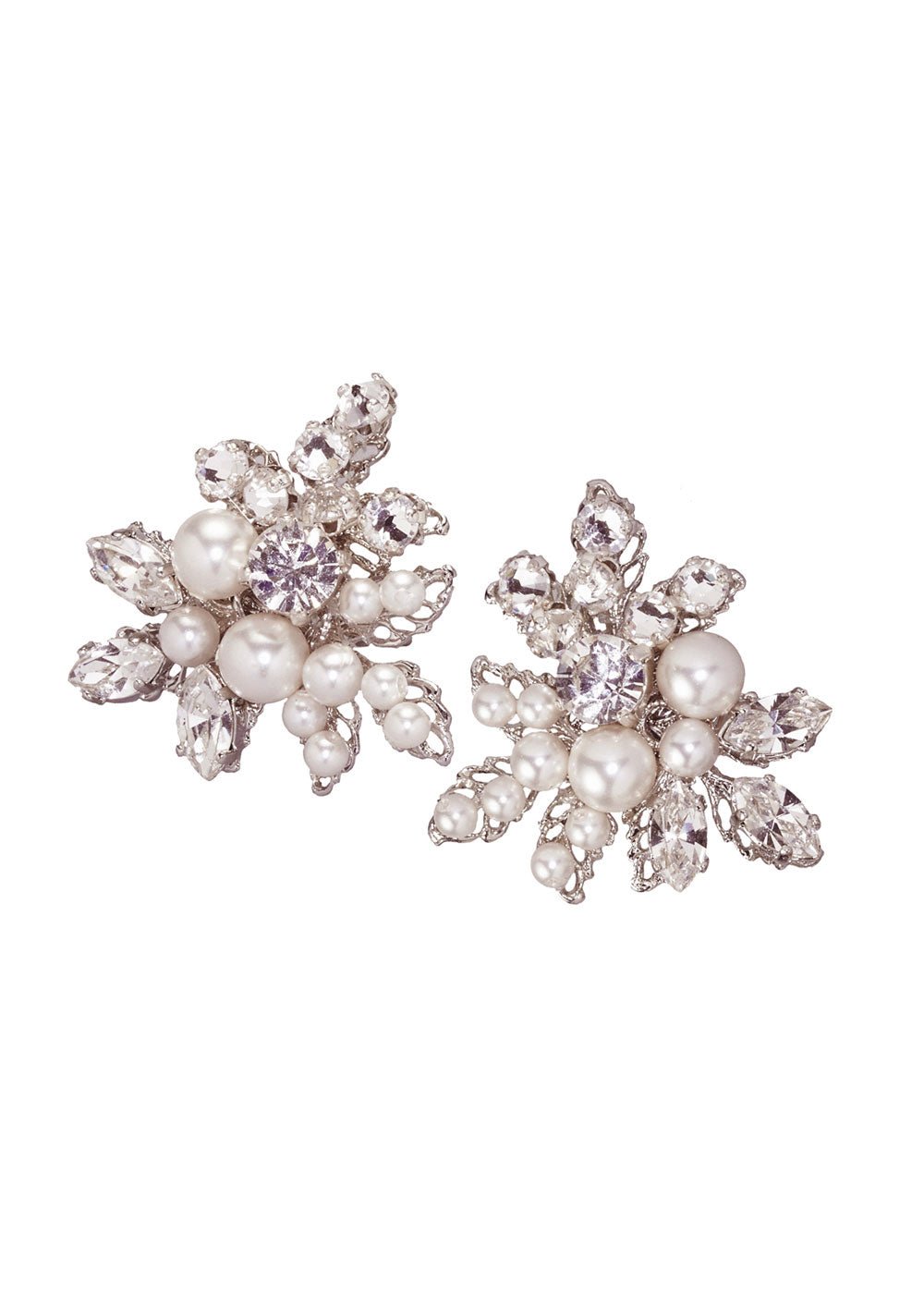 Elizabeth Bower Corsage Perlen Ohrstecker Rhodium