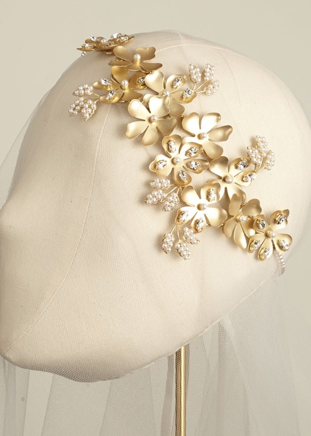 Elizabeth Bower Crystal Garden Brauthaarband Mattgold