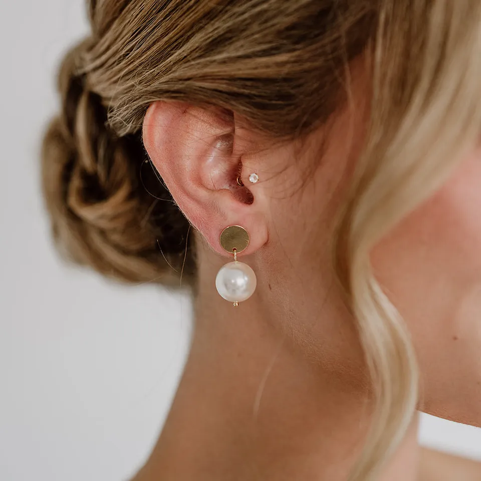 Perlenbräute Hedi klein Ohrringe Gold 14mm Perle