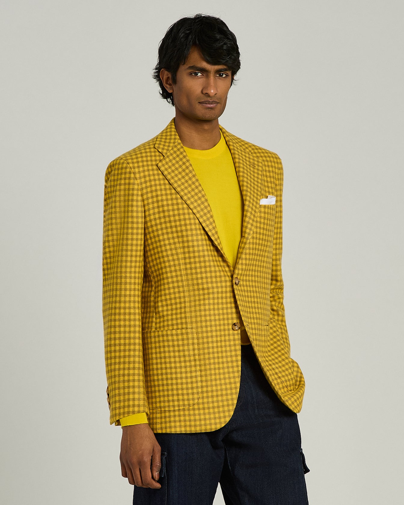 Kiton Jackets Yellow Pure Cashmere Sakko Gr. 50 Karo