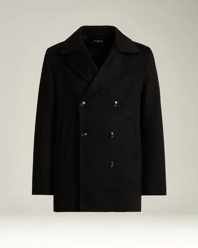 Kiton Outerwear Double-Breasted Mantel Kaschmir schwarz