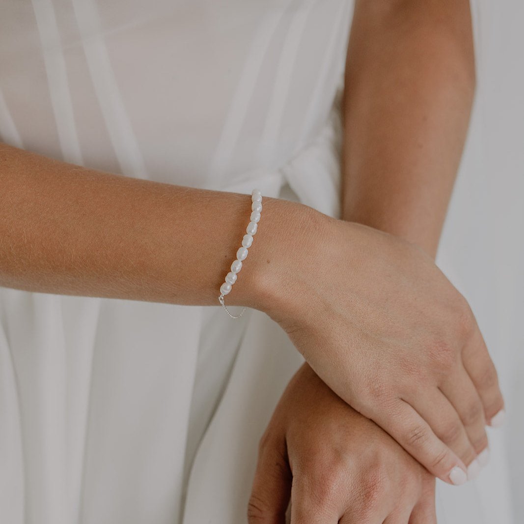 Perlenbräute Linn Armband Gold Süßwasserperlen 16-19cm