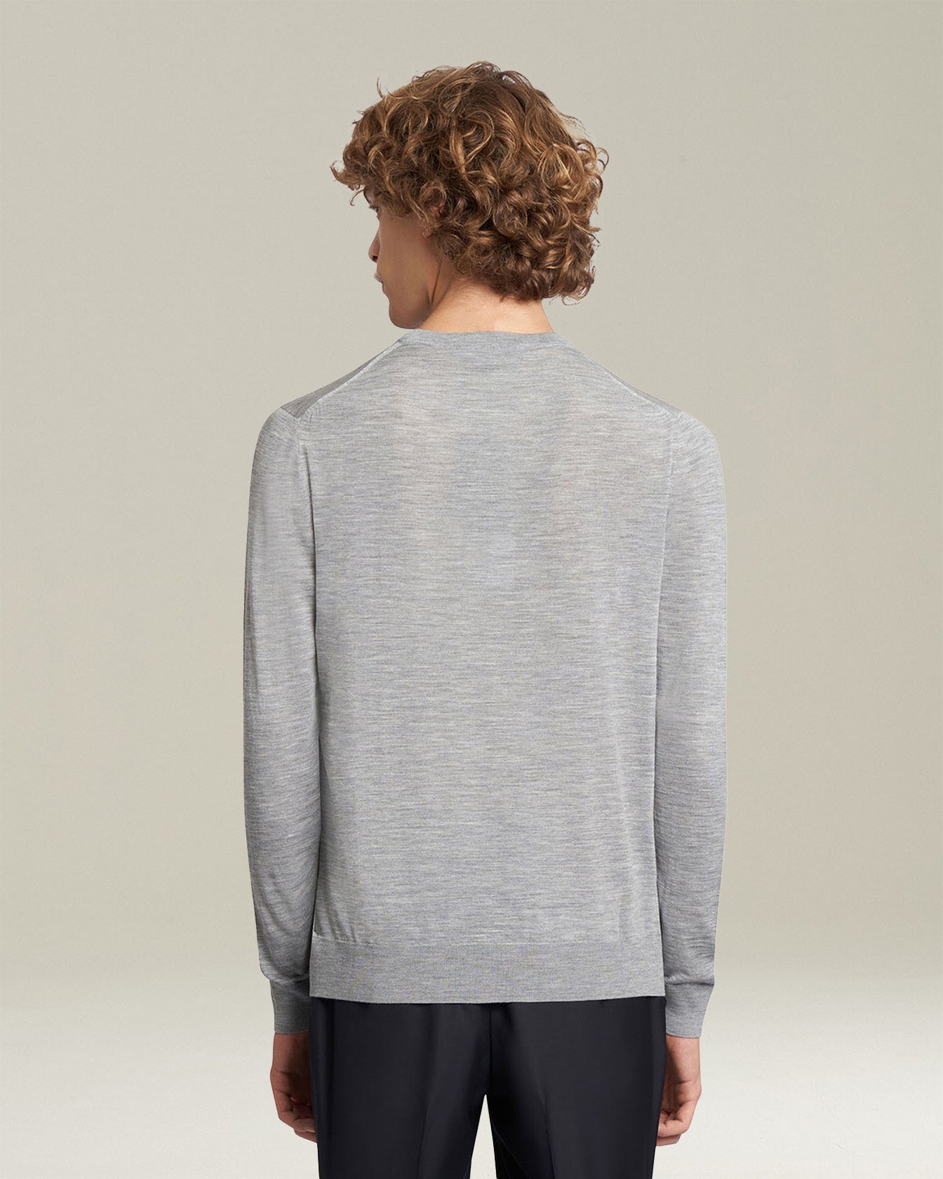 Kiton Knitwear Jersey Rundhals Pullover Wolle Hellgrau Gr. M