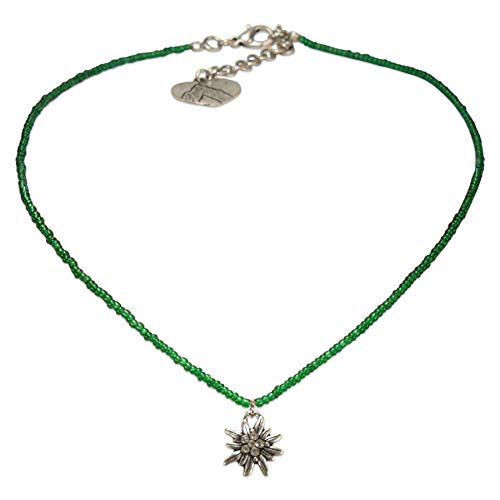 Alpenflüstern DAHEIM DHK258 Dirndlkette grün Edelweiss Perlen