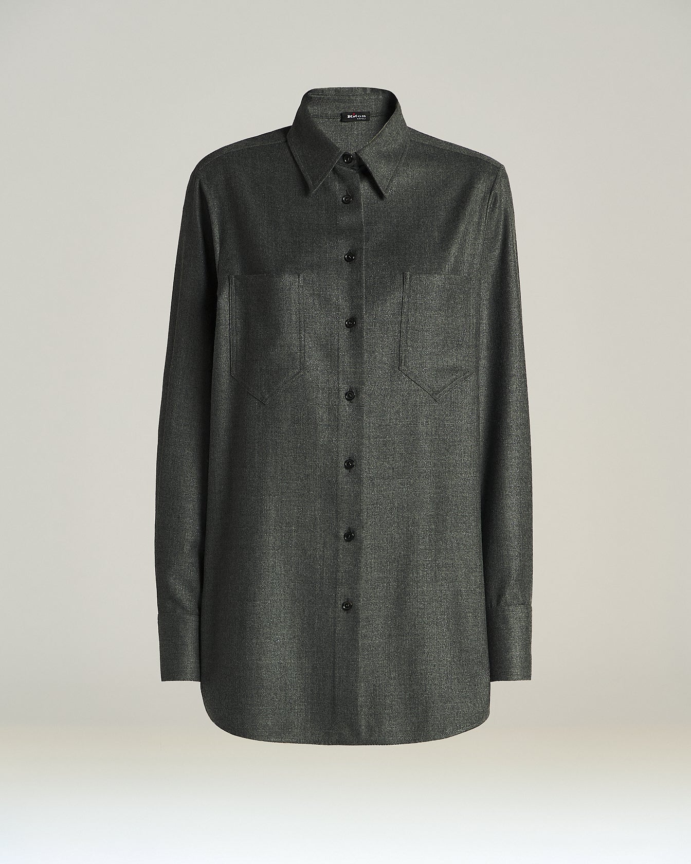 Kiton Shirts Wollhemd grau Virgin Wool 46