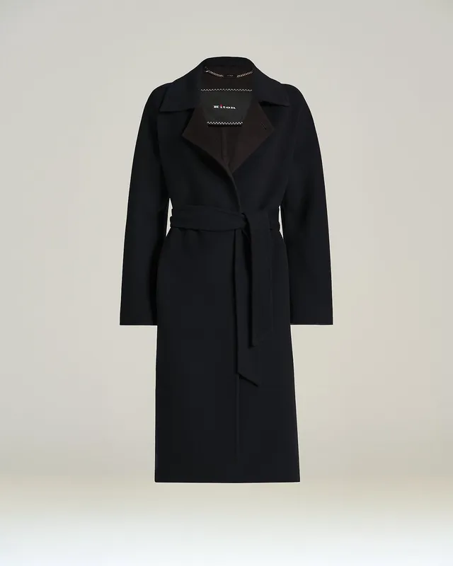 Kiton Belts Blue Cashmere Wrap Coat Mantel Gr.40 Gürtel