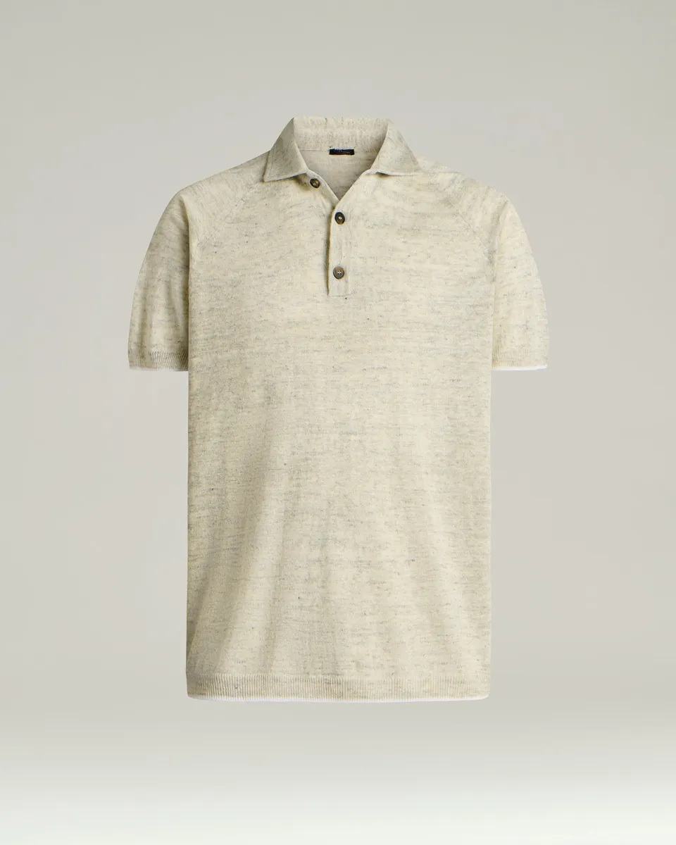 Kiton Polo T-Shirt Polo grau Leinen Kurzarm