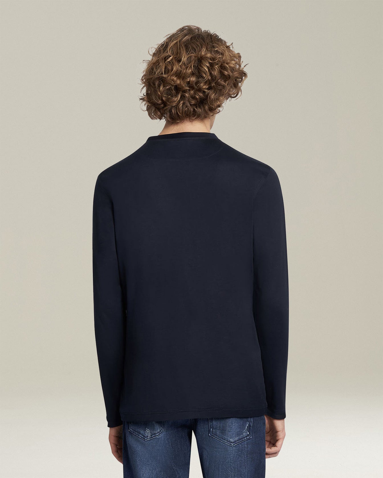 Kiton Mauro Langarm T-Shirt Baumwolle Blau