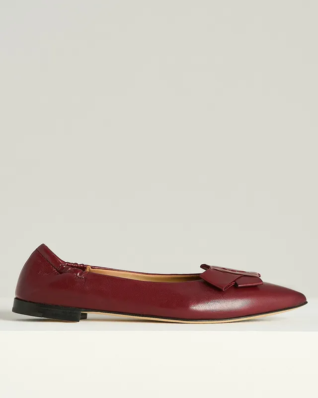 Kiton Shoes Ballet Flat Ballerina Bordeaux Leder Spitze