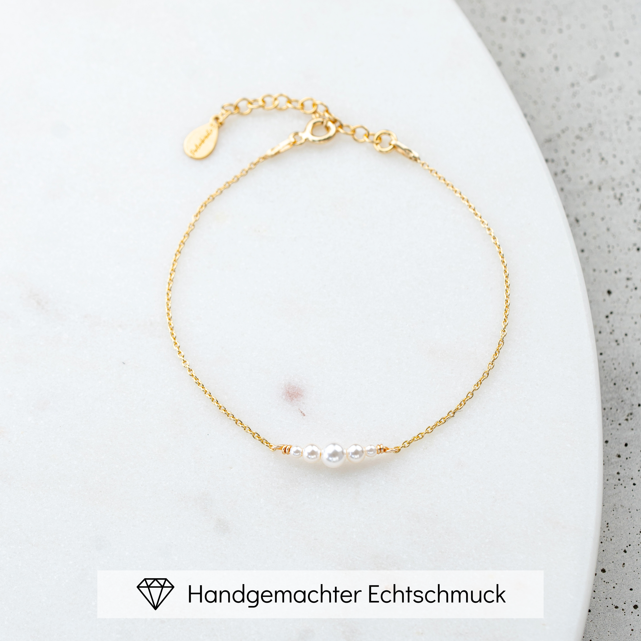 Perlenbräute Mariella Perlenarmband Trauzeugin Gold 17-20cm