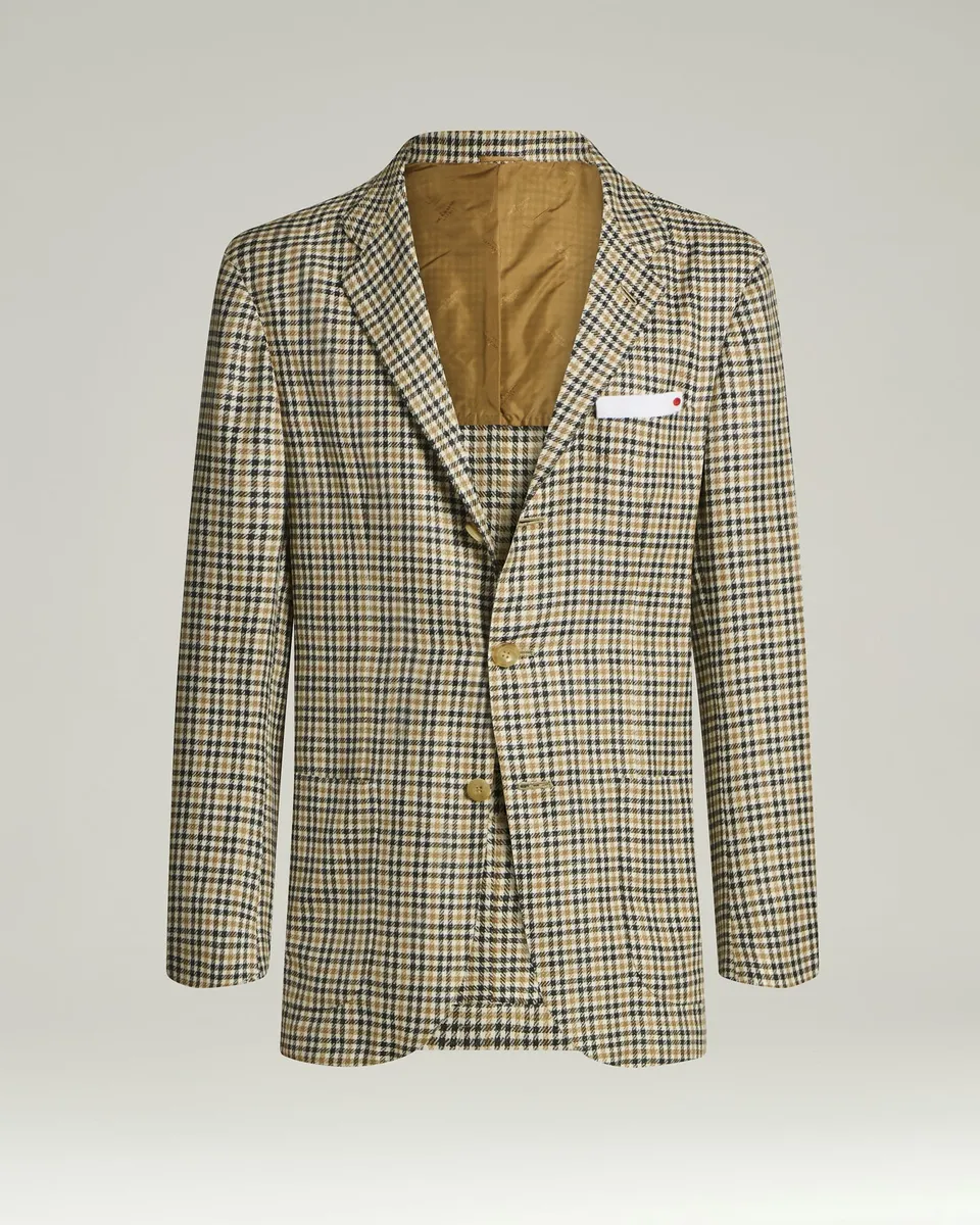 Kiton Sakko einreihig Cashmere Wolle Seide beige Micro