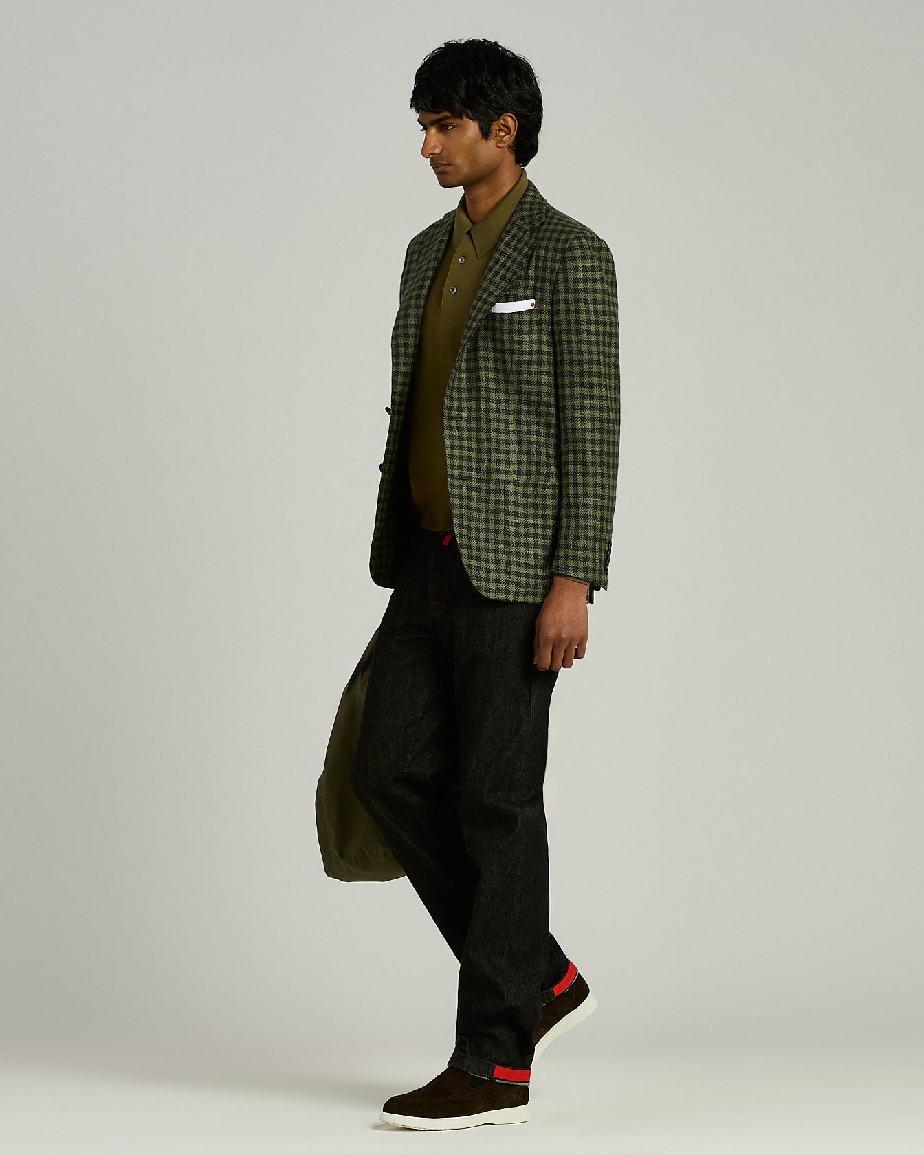 Kiton Jackets Sakko Grün Karo Kaschmir-Wolle Herren