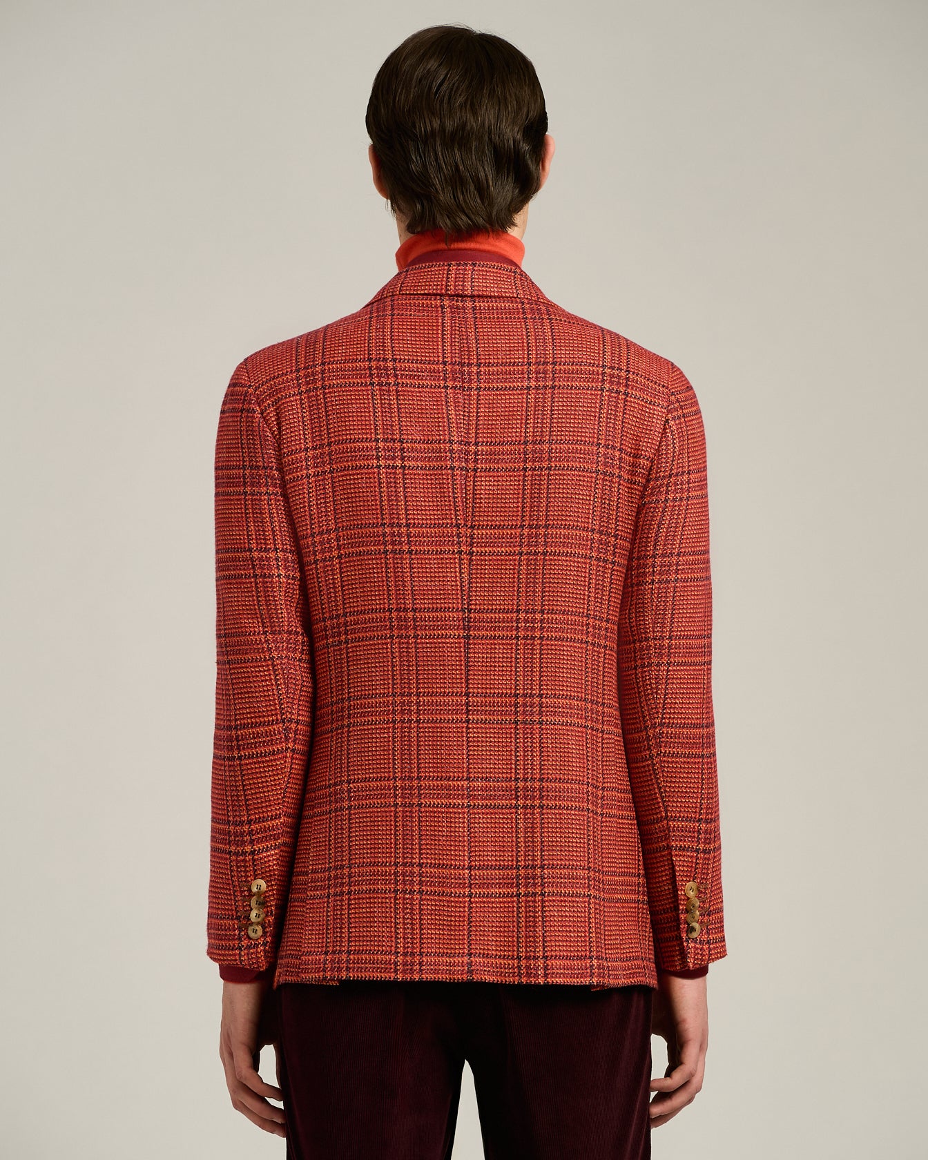 Kiton Sakko Glen Plaid Kaschmir Rot Einreihig Gr. 50