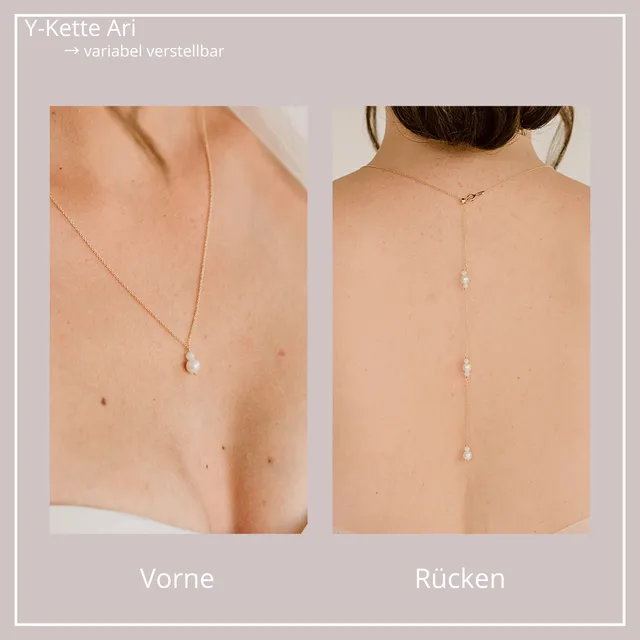 Perlenbräute Ari Halskette Y-Kette Gold 69cm Perlen