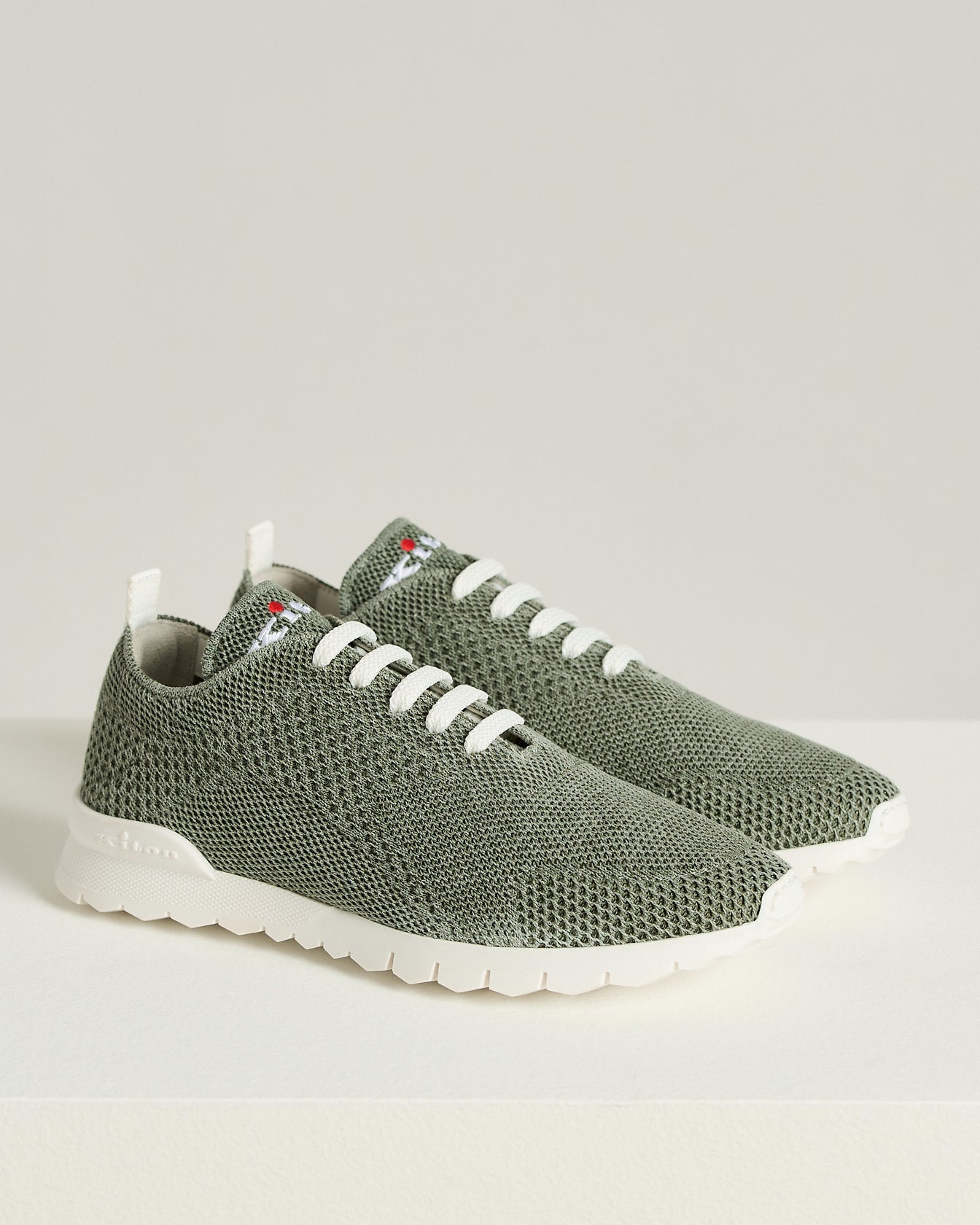 Kiton Shoes Fits Sneaker Hellgrün Baumwolle Leder