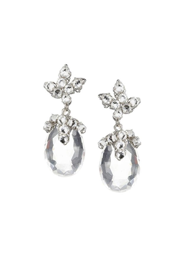 Elizabeth Bower Dew Stud Braut Tropfenohrringe Rhodium