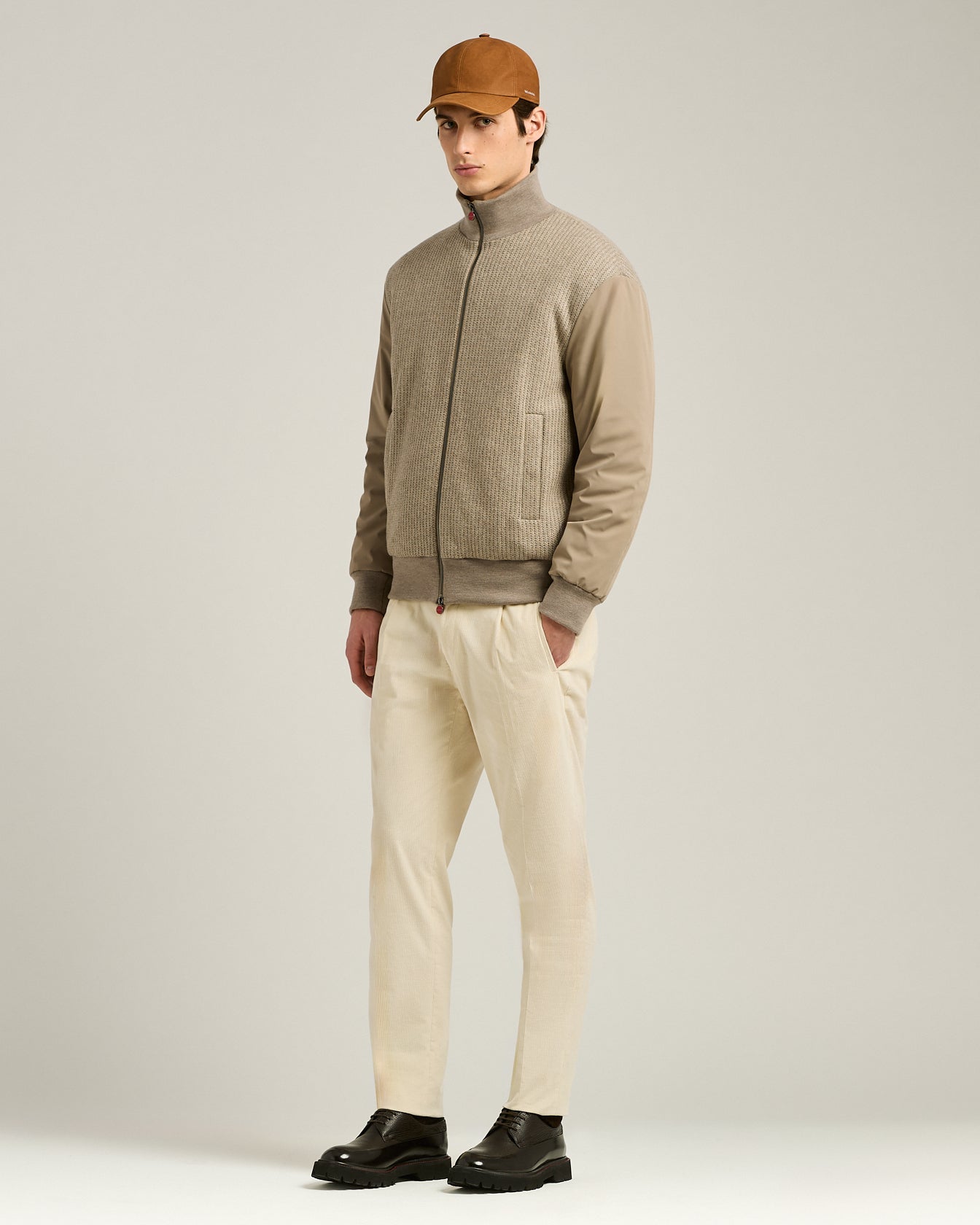 Kiton Leder Baseball Cap cognac Kalbsleder