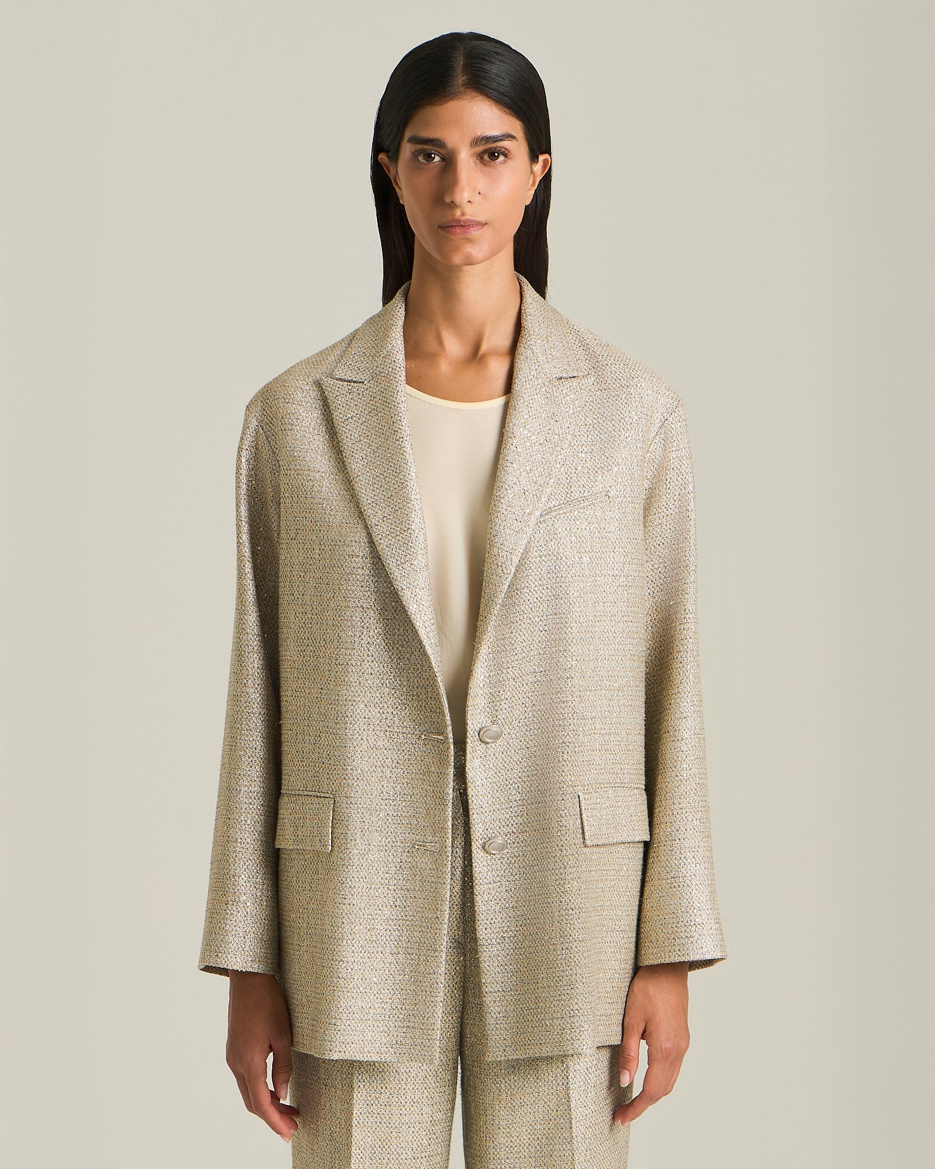 Kiton Jackets Oversized Lamé Viskose Blazer Gr 40 Festkleidung