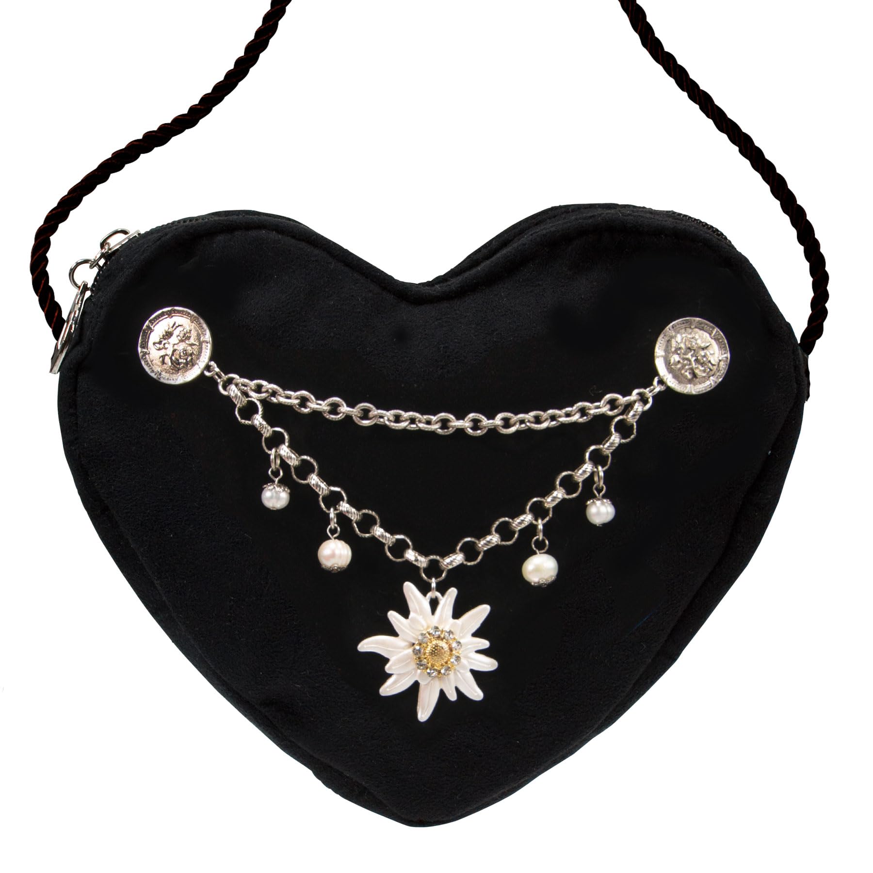 Alpenflüstern DAHEIM Greta DTA104 Herztasche Edelweiss schwarz