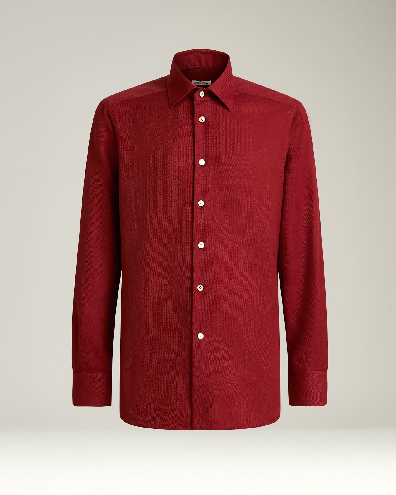 Kiton Flanell Hemd Baumwolle Burgund Größe 40