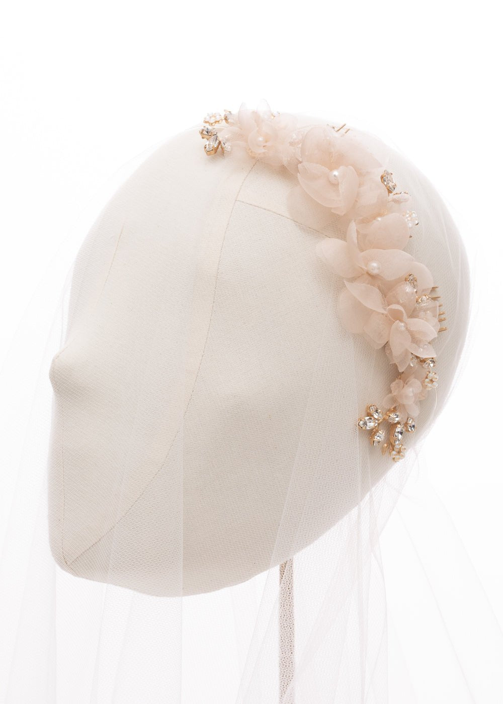 Elizabeth Bower Fabrique Haarkamm Seide Rhodium Ivory