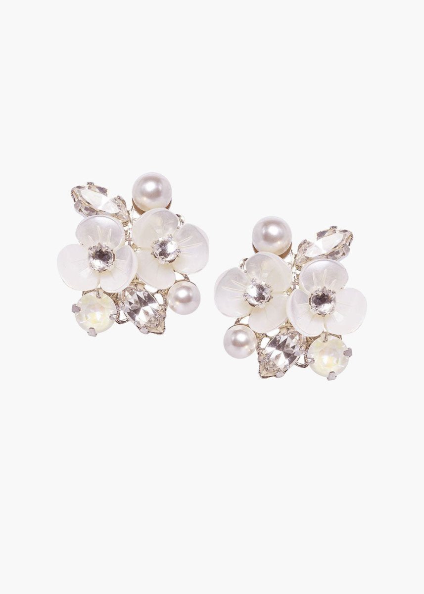 Elizabeth Bower Trillium Cluster Ohrstecker Rhodium Perlmutt