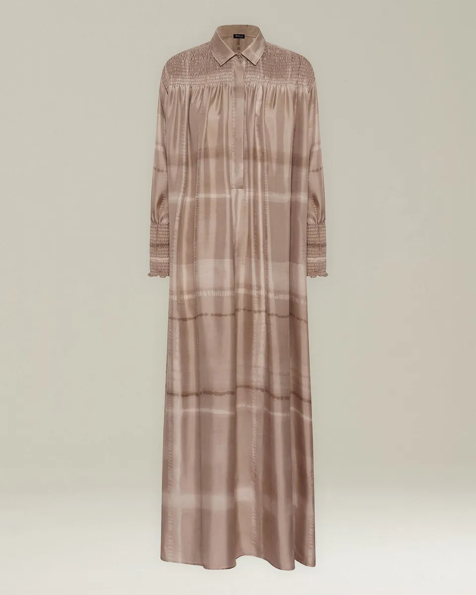 Kiton Chemisier Kleid Seide Geometrisch mit Gürtel