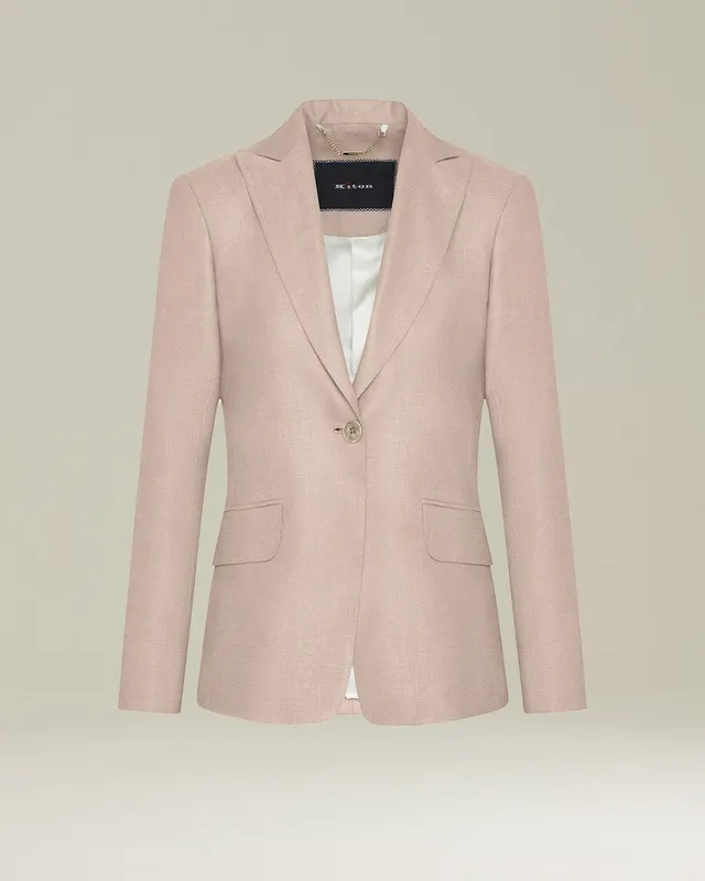 Kiton Jackets JACKET SILK Seidenjacke Beige Seide Wolle