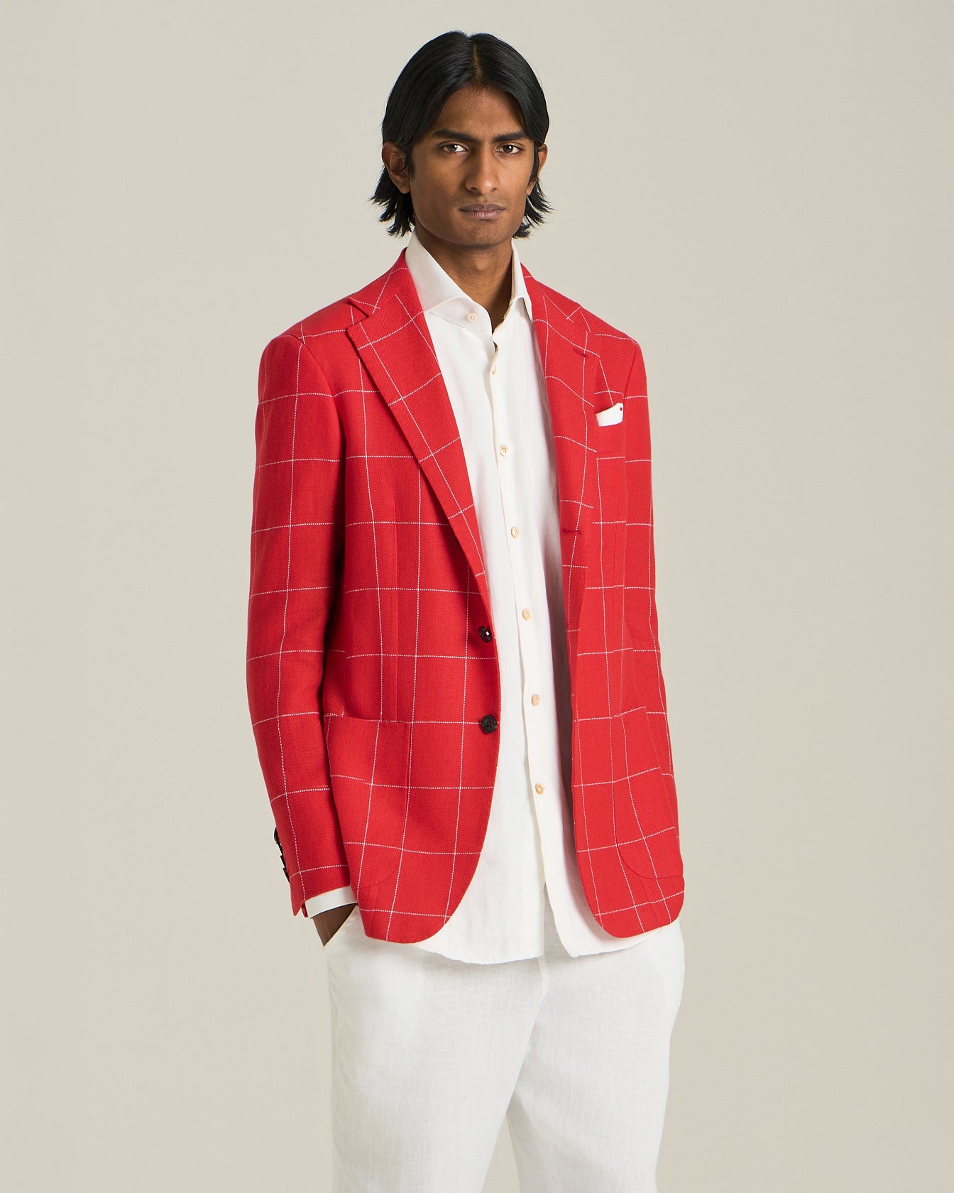 Kiton Blazer Quadri Blazer Karo Cashmere Leinen