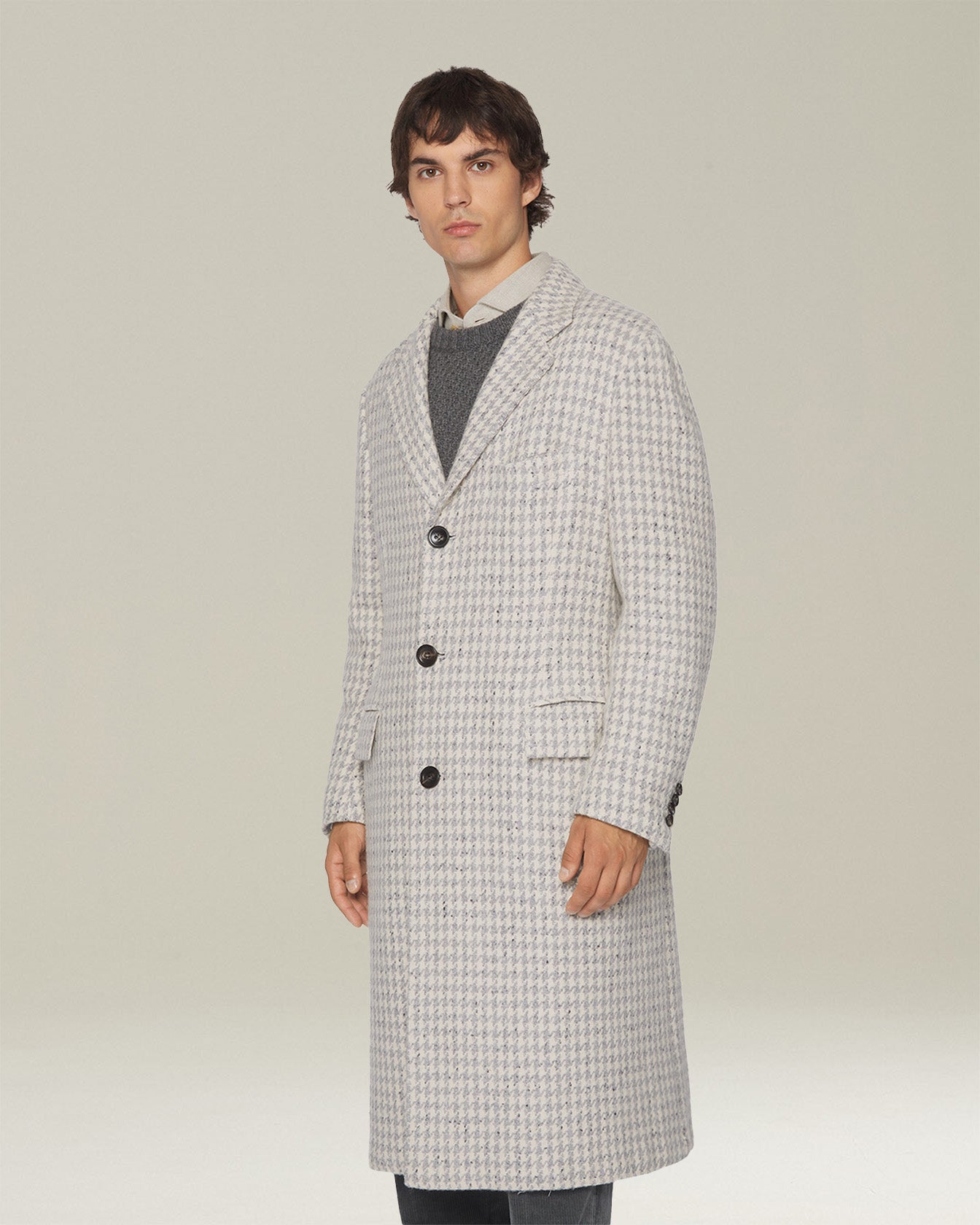 Kiton Outerwear Mantel Hahnentritt Cashmere 50
