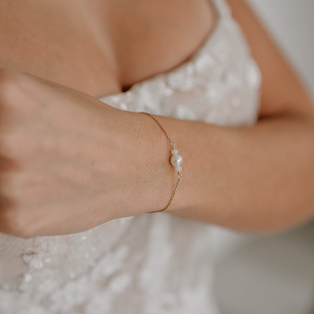 Perlenbräute Ari Armband Gold Perlen 16-19cm Trauzeugin