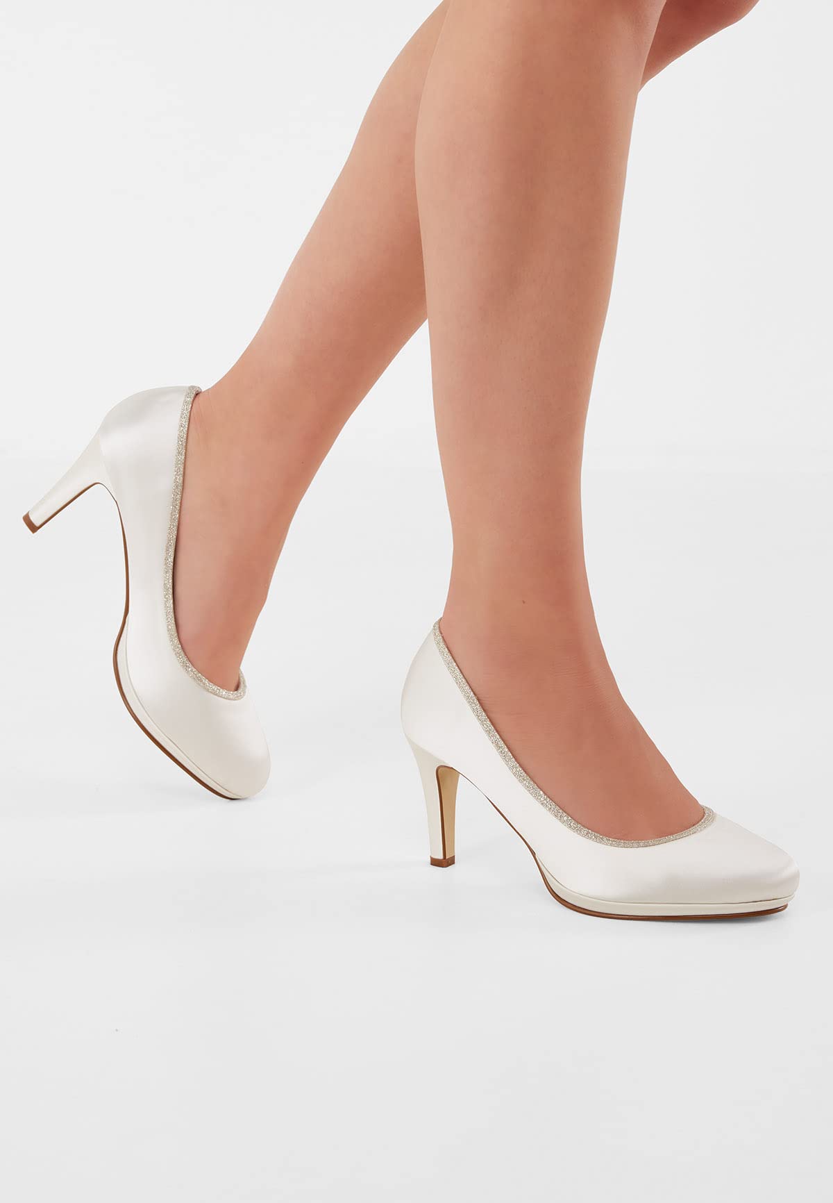 Rainbow Club Yanna Pumps Ivory Satin Glitzer Plateau