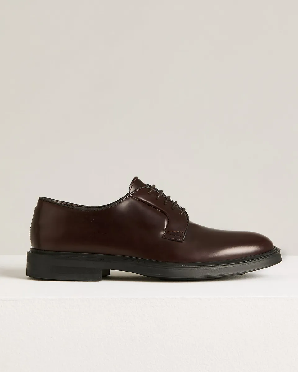 Kiton Shoes Derby Glattleder Schnürer Bordeaux Kalbsleder