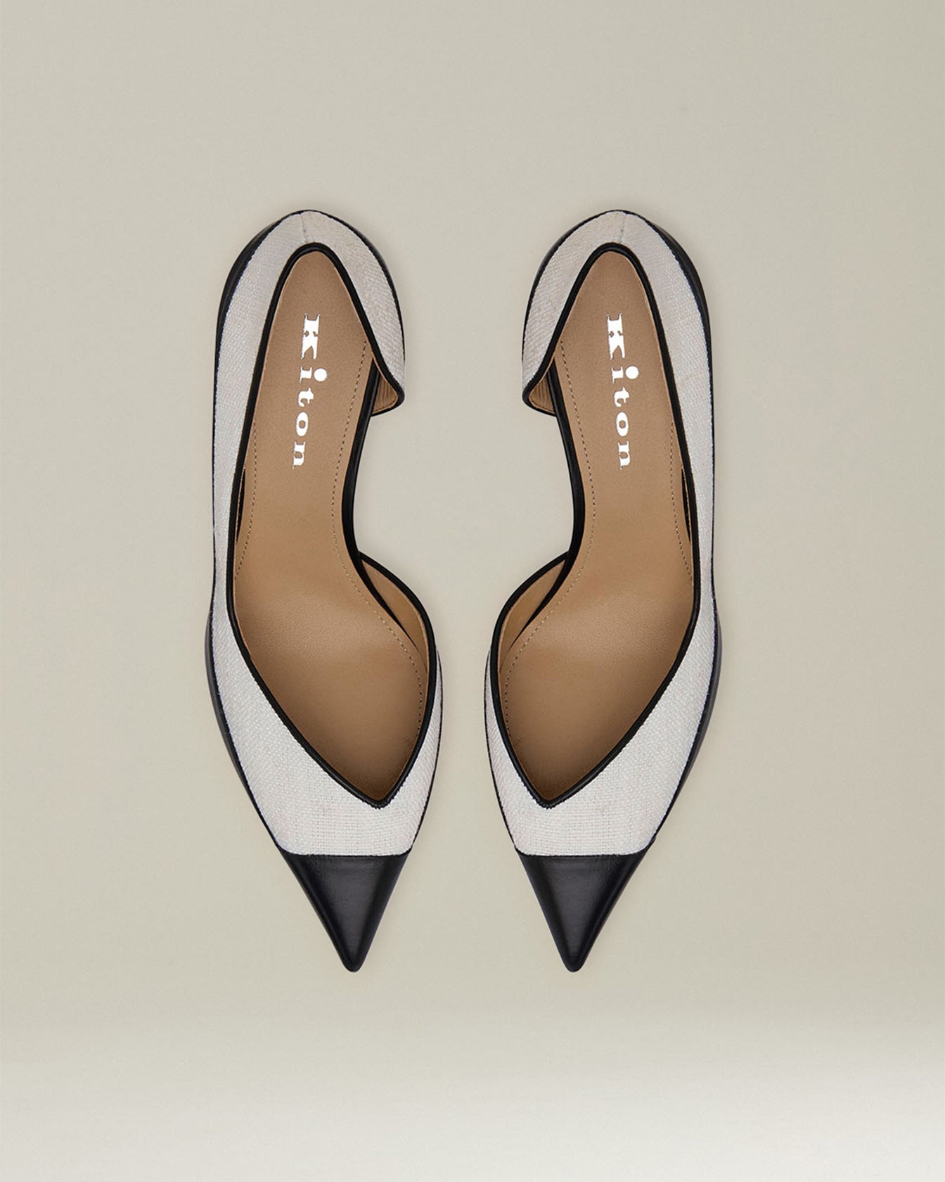 Kiton Shoes Pumps Leder Baumwolle 7 cm Absatz Kontrast