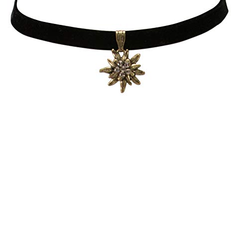 Alpenflüstern DAHEIM Samt-Kropfband Edelweiß Choker Schwarz