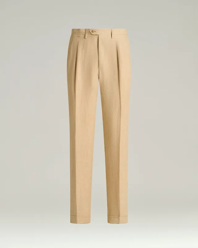 Kiton Leinenhose mit Bügelfalte Beige Herren Leinen