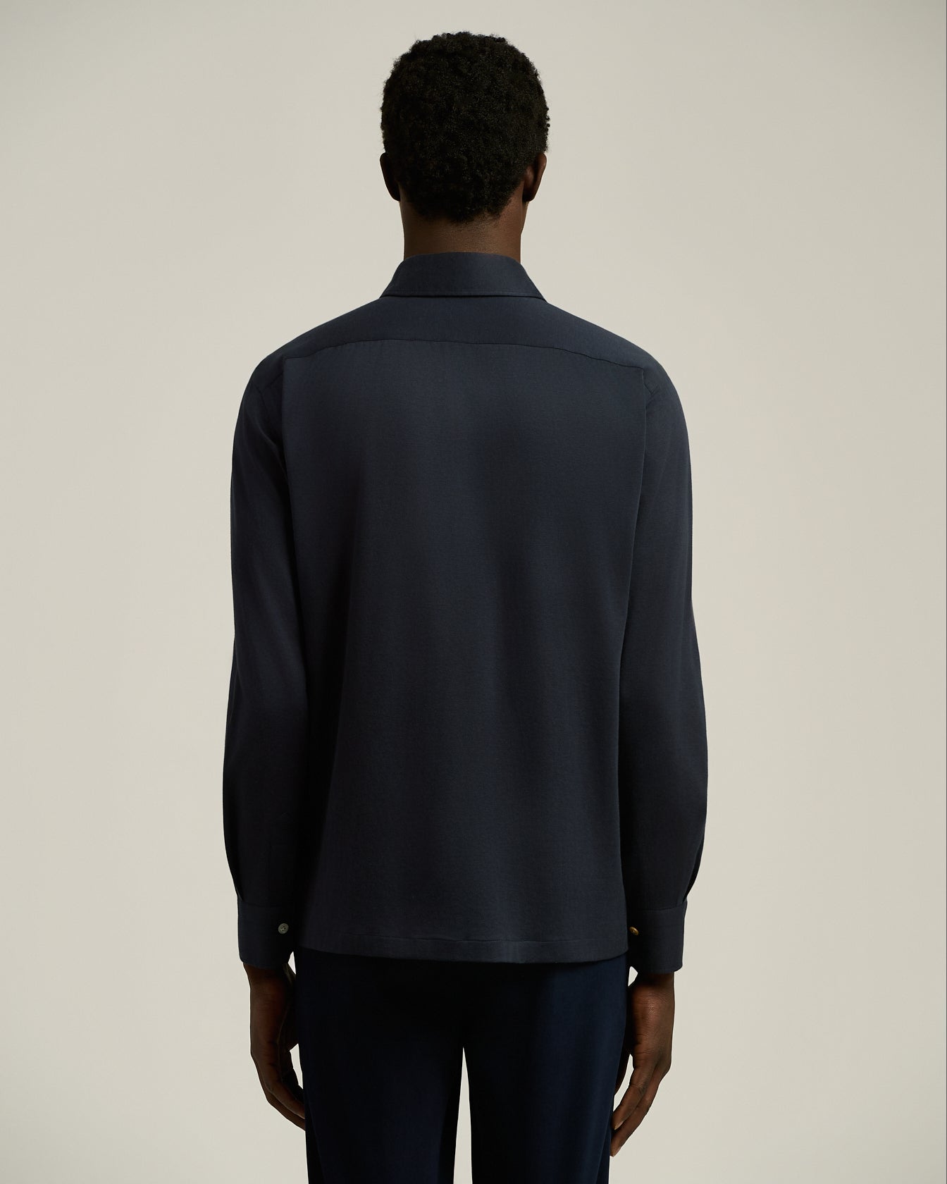 Kiton Positano Langarm-Polo Baumwolle navy
