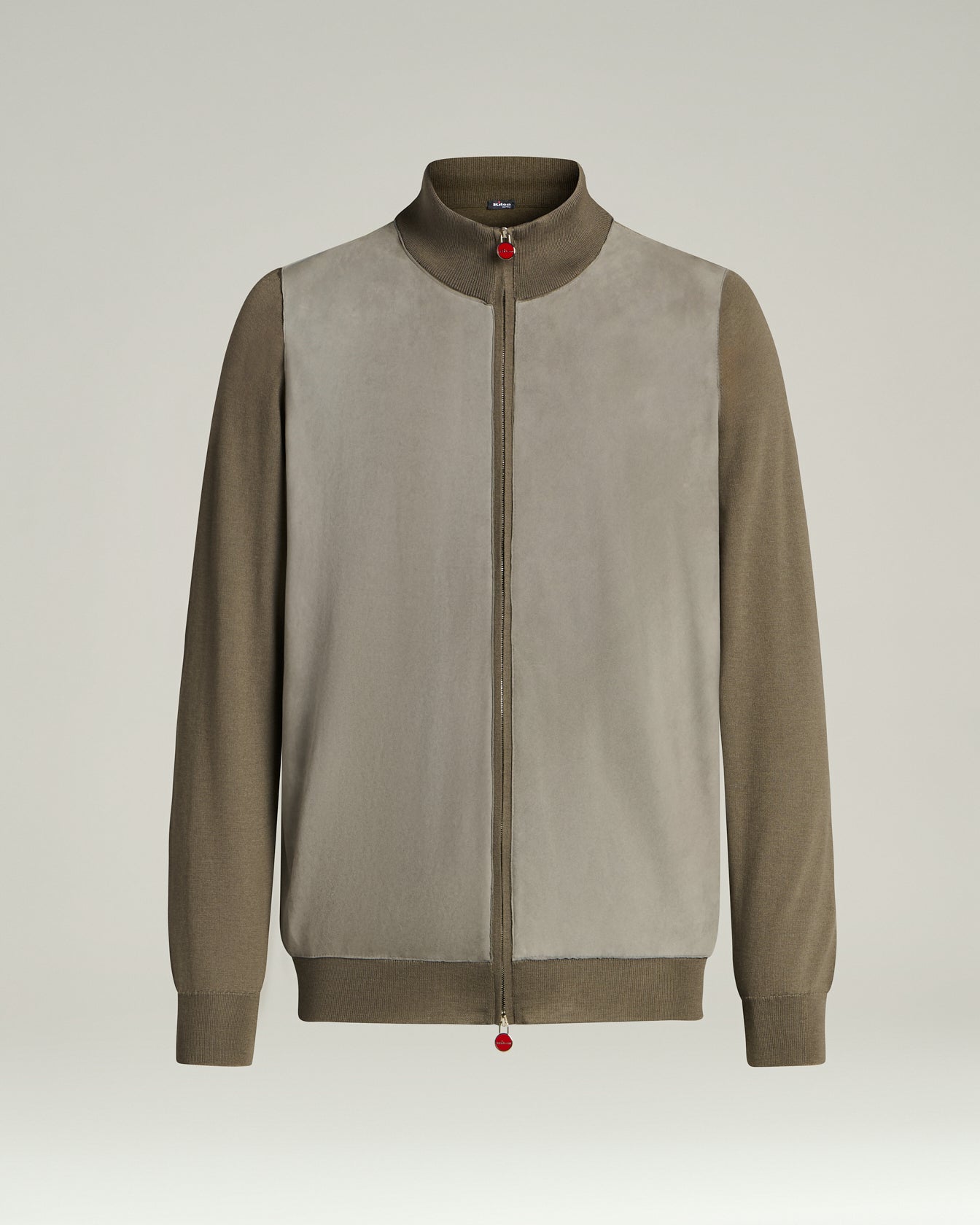 Kiton Jacke Kaschmir Seide grau Lammleder Gr. L