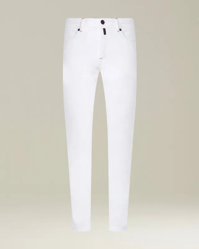 Kiton Hose Jeans weiß Slim Kurabo Denim