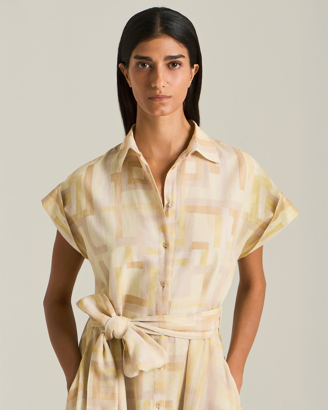Kiton Dresses Cotton Silk Voile Hemdkleid Gr. 40 ärmellos