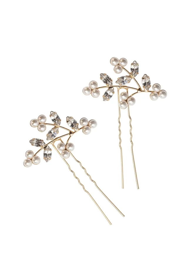 Elizabeth Bower Pearl Triplet Haarnadeln Gold Perle