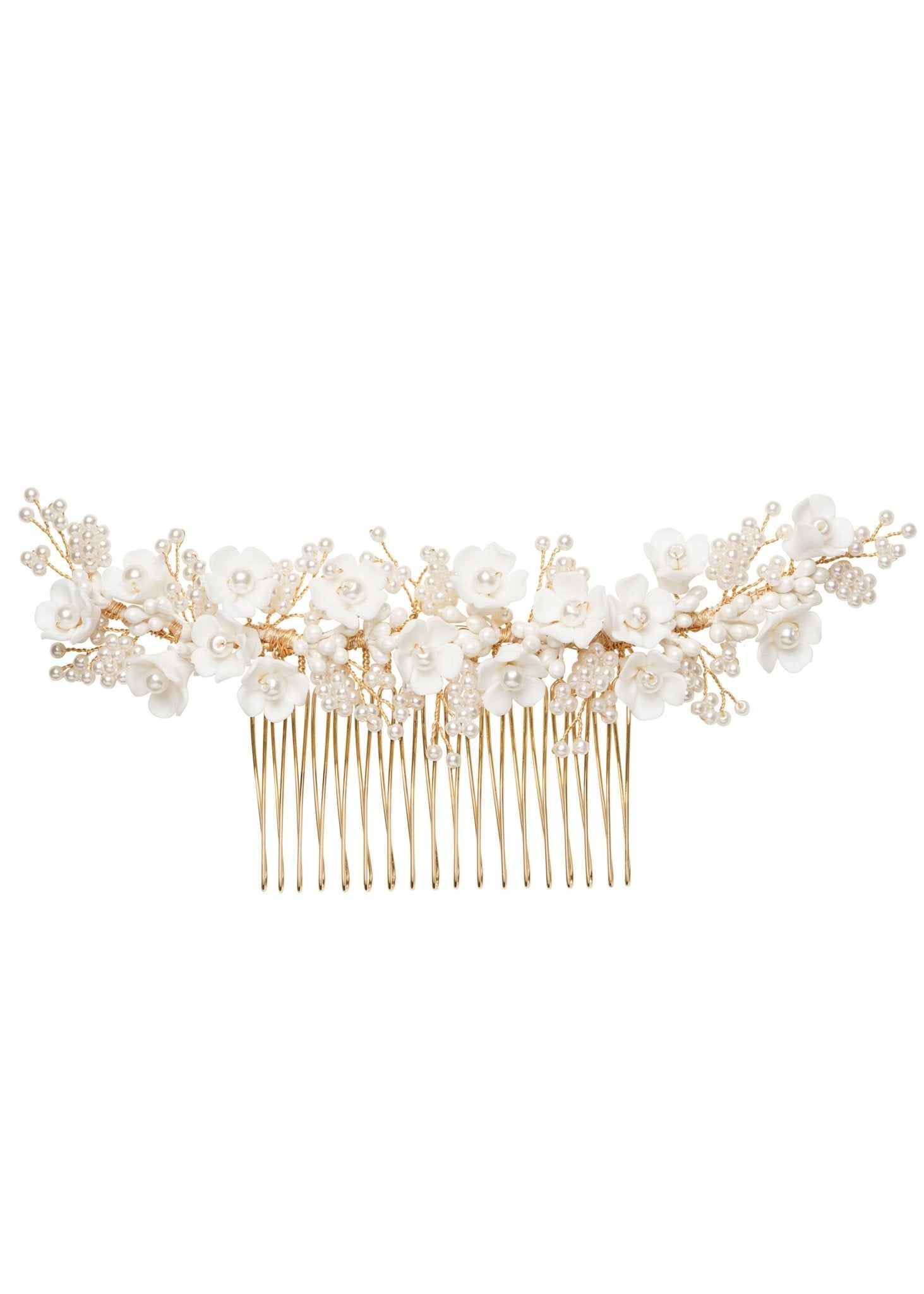 Elizabeth Bower Snowdrop Double Haarkamm Silber Blumen