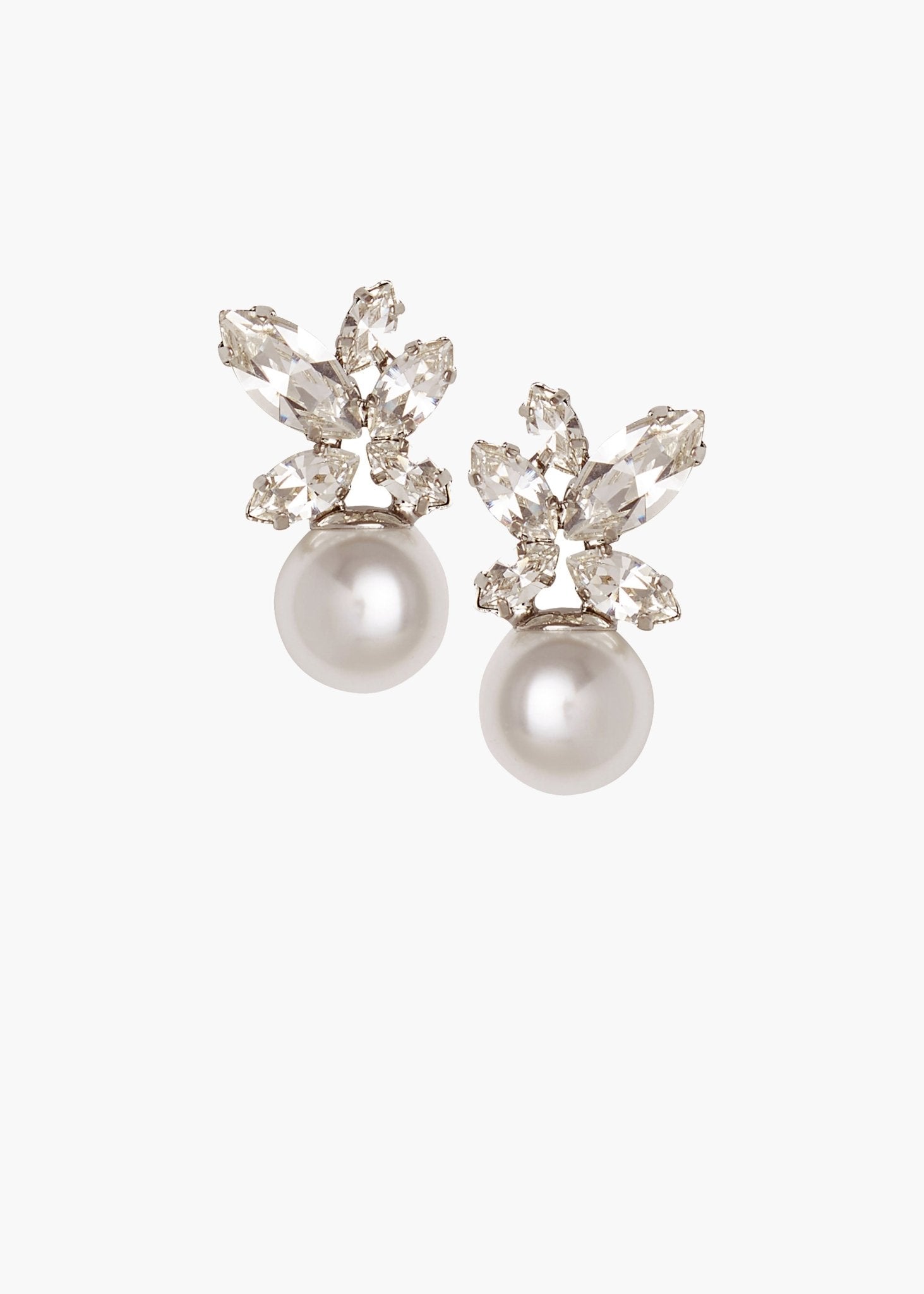 Elizabeth Bower Burst Duet Crystal Pearl Stecker Braut Ohrringe Gold