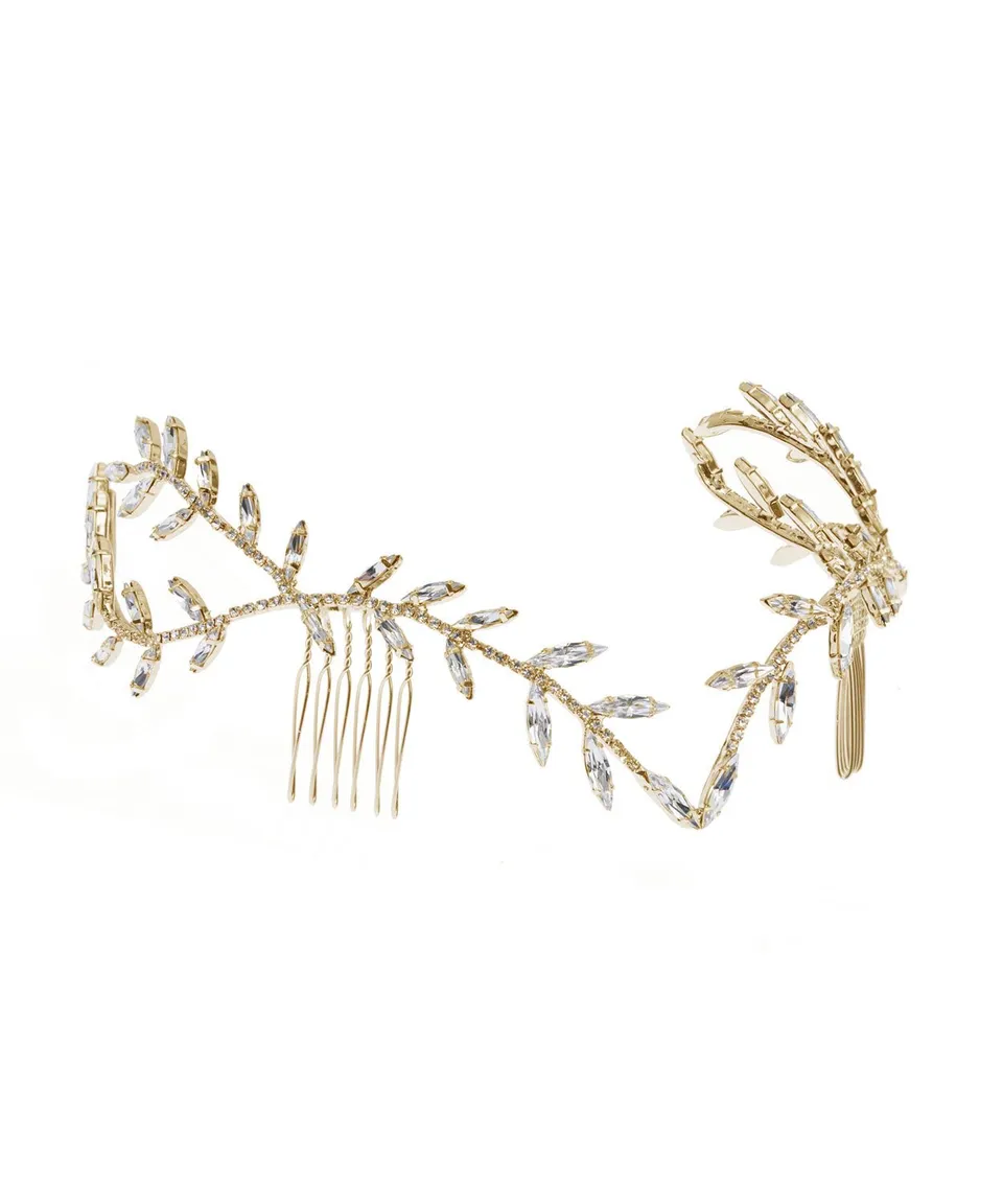 Elizabeth Bower Electra Haarkamm Braut Gold Kristall
