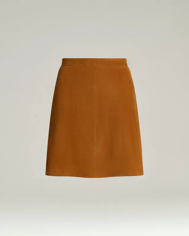 Kiton Trousers Soft Leather Skirt Rock Gr. 40 Camel