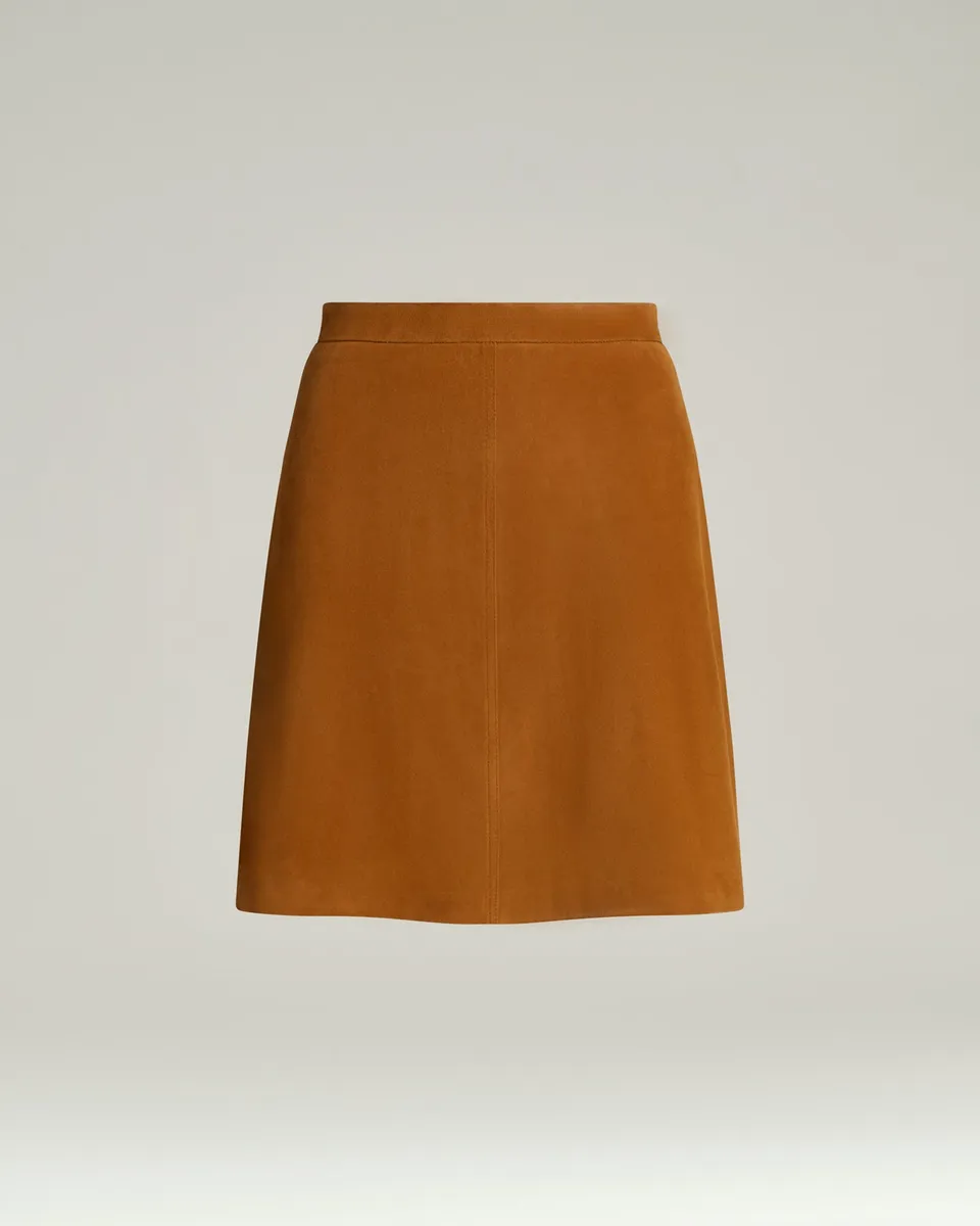 Kiton Trousers Soft Leather Skirt Rock Gr. 40 Camel