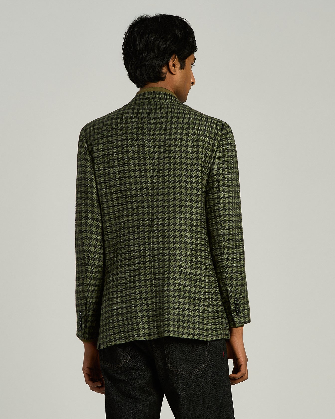 Kiton Jackets Sakko Grün Karo Kaschmir-Wolle Herren